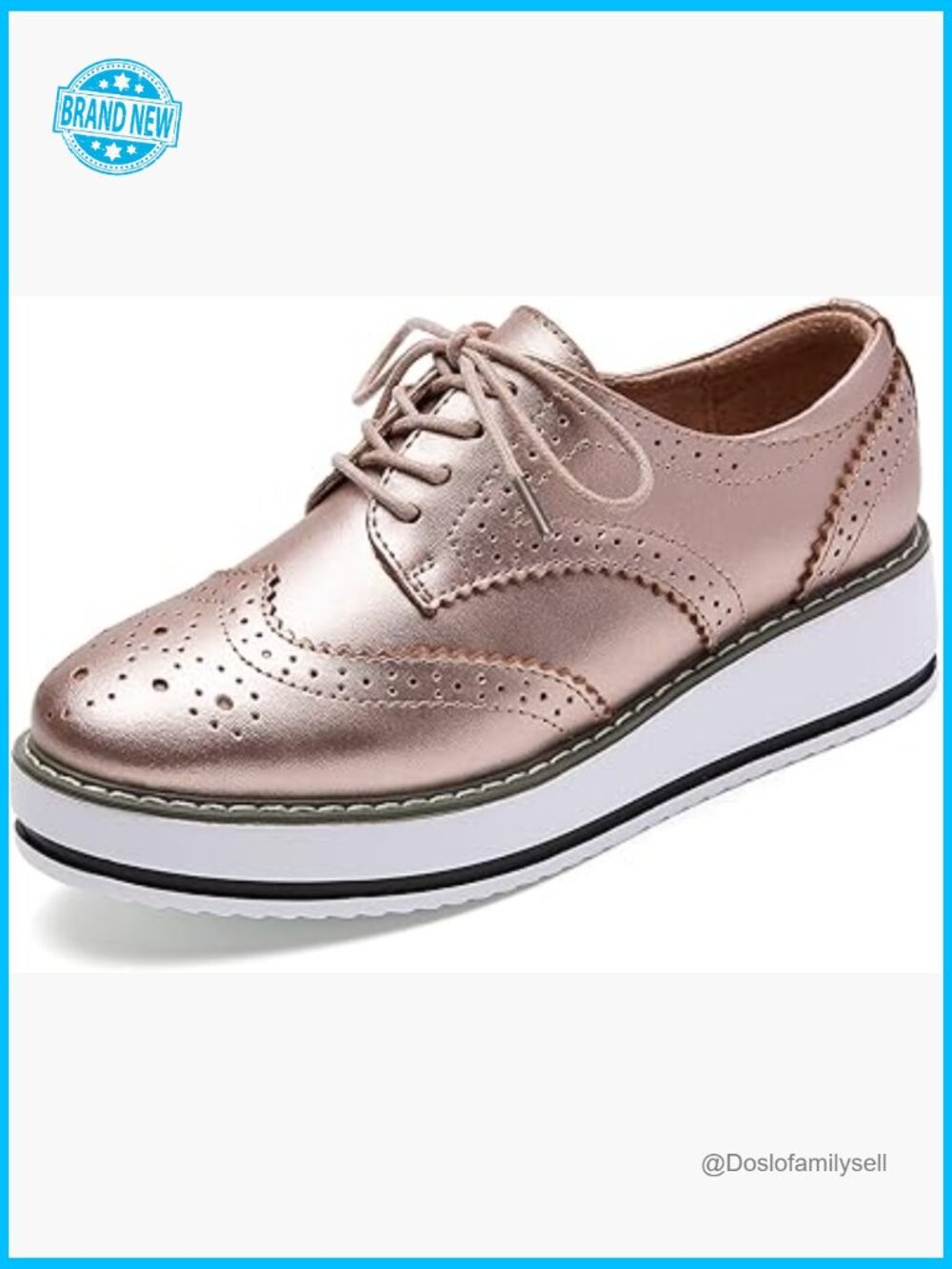 Women's Platform Lace-Up Wingtips Square Toe Oxfords Shoes Casual Retro Brogue